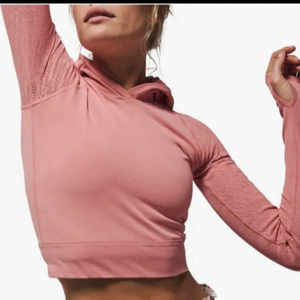 Free People Movement Lucky Layer Cutout Back Crop Hoodie